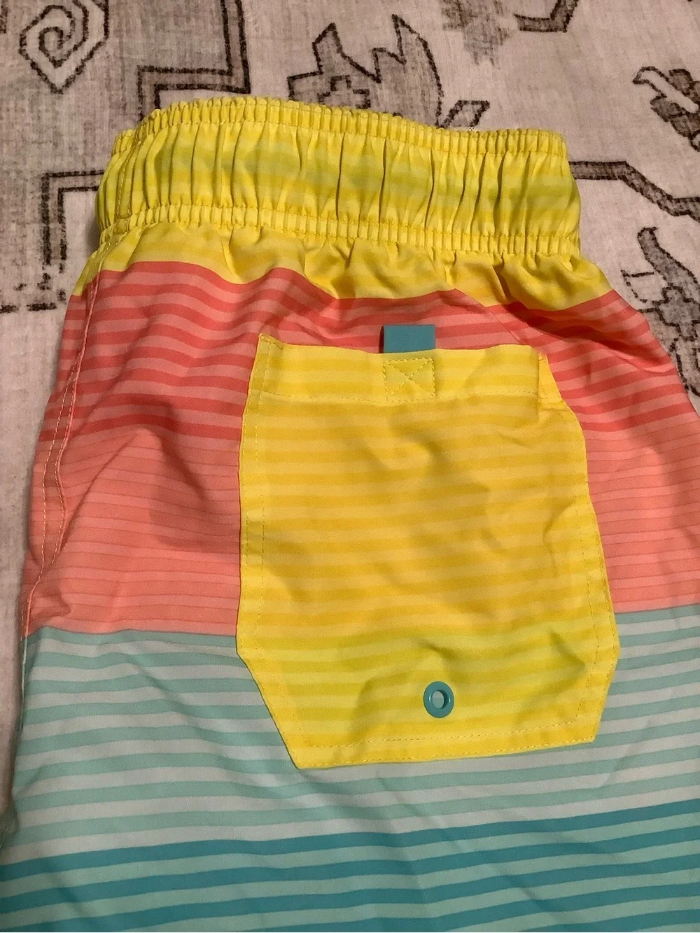 George Yellow Waistband Multicolor Stripe Swim Shorts